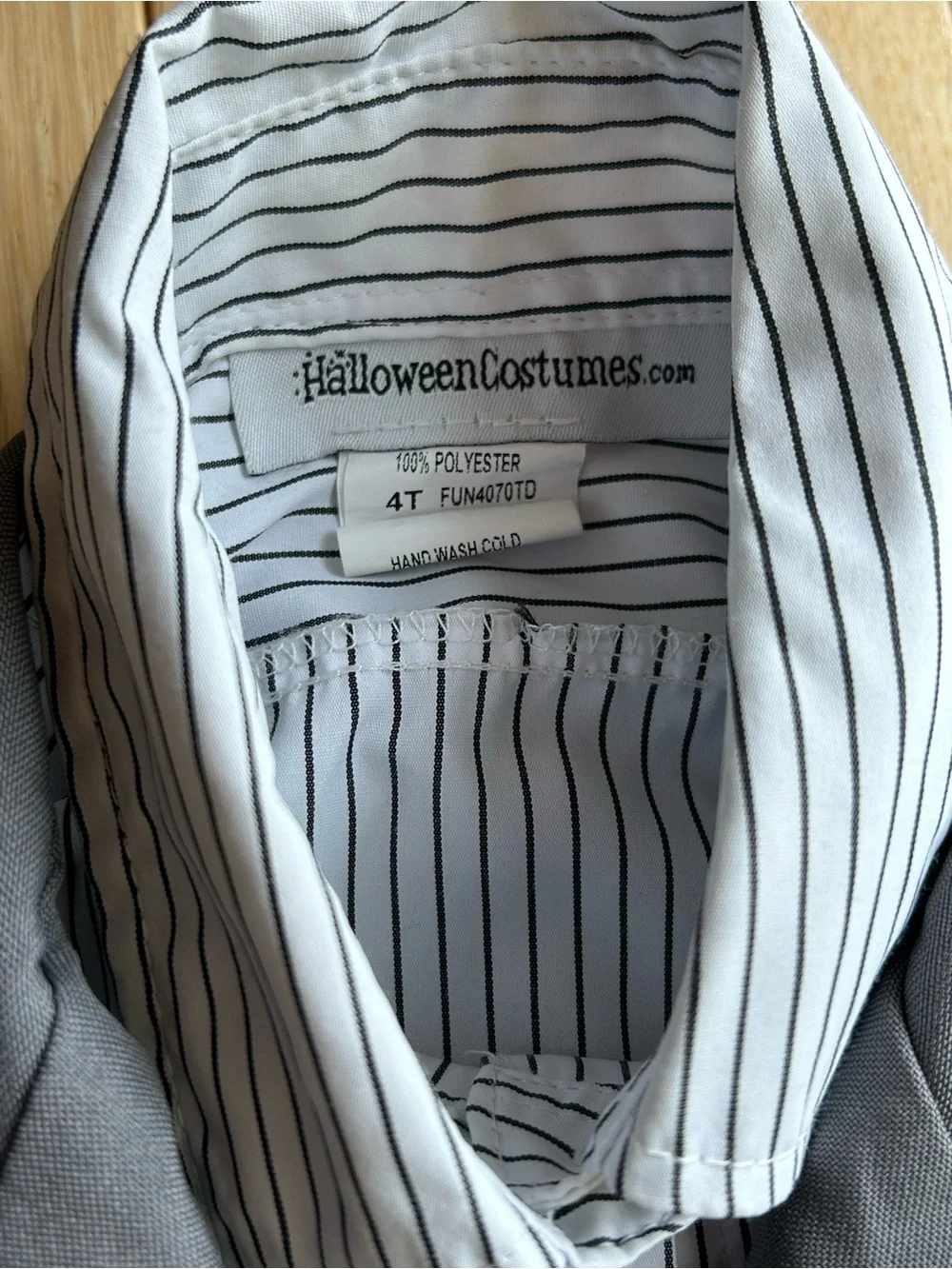 Classic Gray Pinstripe Boys' Costume Suit with Striped Shirt (4T)